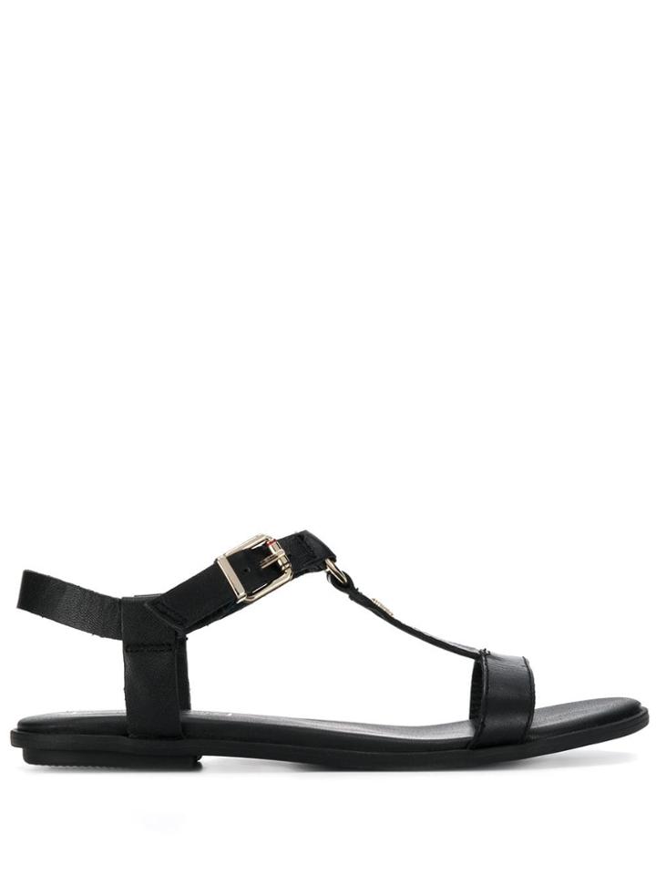 Tommy Hilfiger Monogram Buckled Sandals - Black