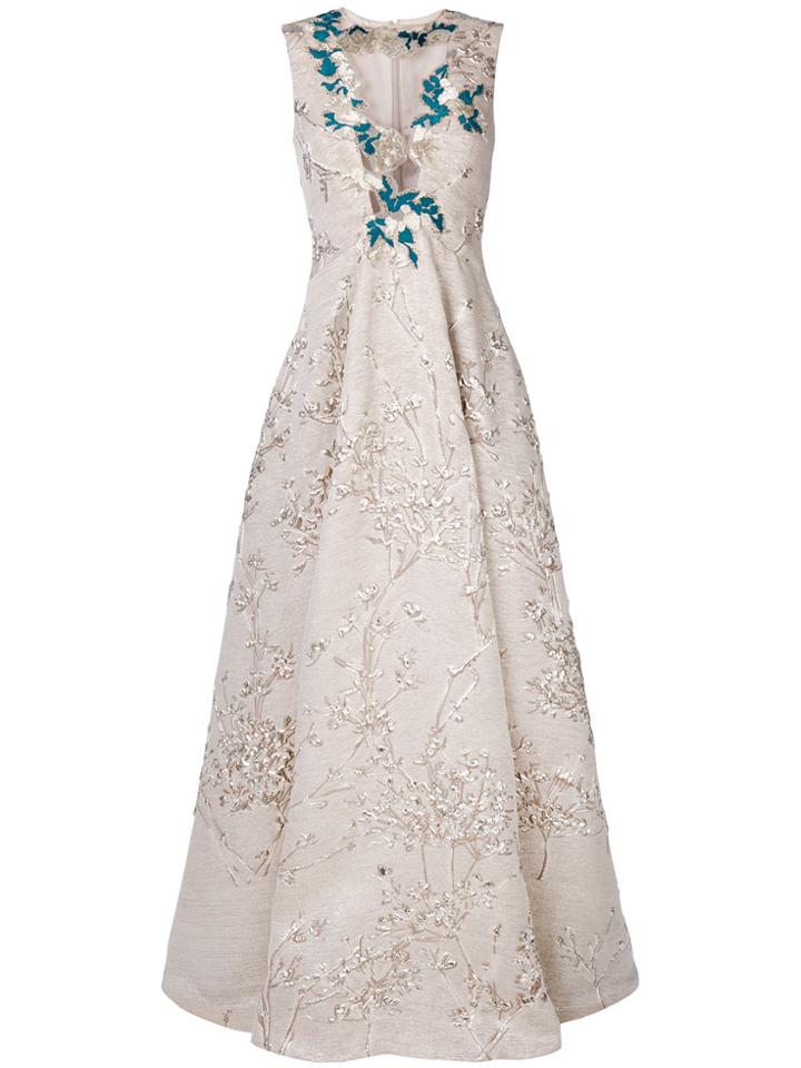 Talbot Runhof Jacquard Gown - Brown