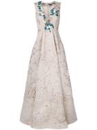 Talbot Runhof Jacquard Gown - Brown