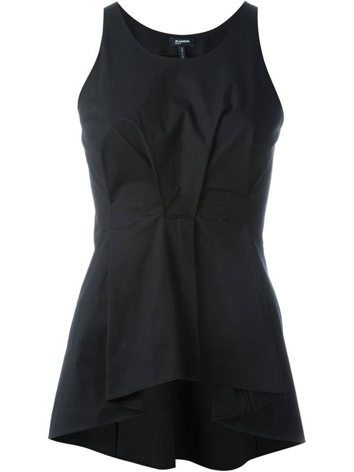 Jil Sander Navy Sleeveless Peplum Top