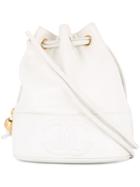 Chanel Vintage Cc Logos Drawstring Shoulder Bag - White