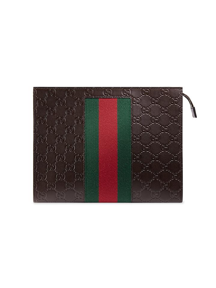 Gucci Gucci Signature Web Cosmetic Case - Brown