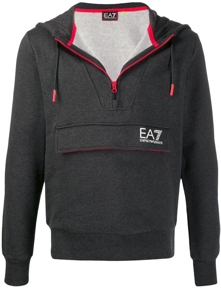 Ea7 Emporio Armani Front Pocket Zipped Hoodie - Grey