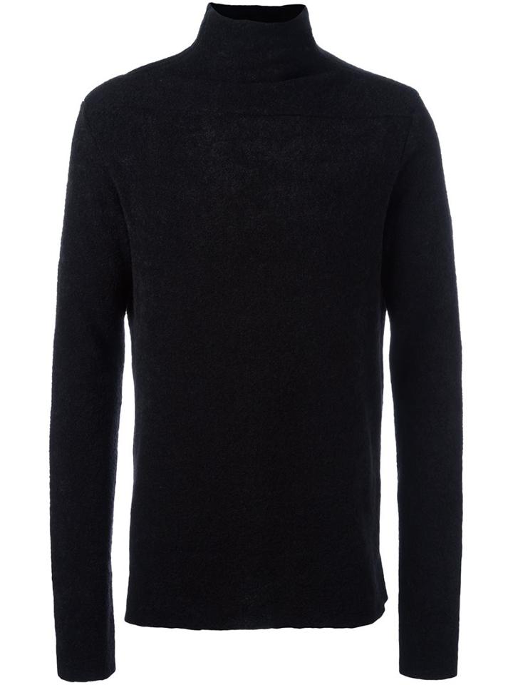 Julius Roll Neck Jumper, Men's, Size: 1, Black, Acrylic/nylon/wool/alpaca
