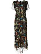 Dondup Flower Pattern Print Tulle Overlay Maxi Dress