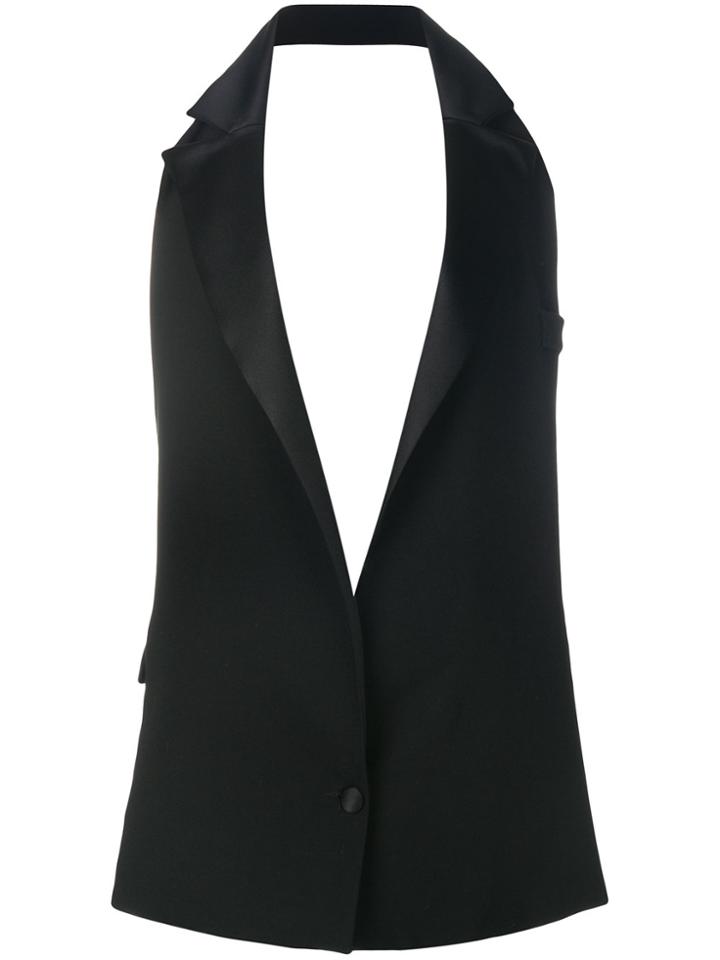 Koché Sleeveless Tuxedo Jacket - Black