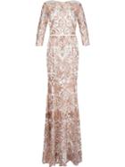Marchesa Notte Embroidered Gown, Women's, Size: 14, Ivory, Nylon
