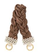 0711 Small Bead-embellished Handle - Brown