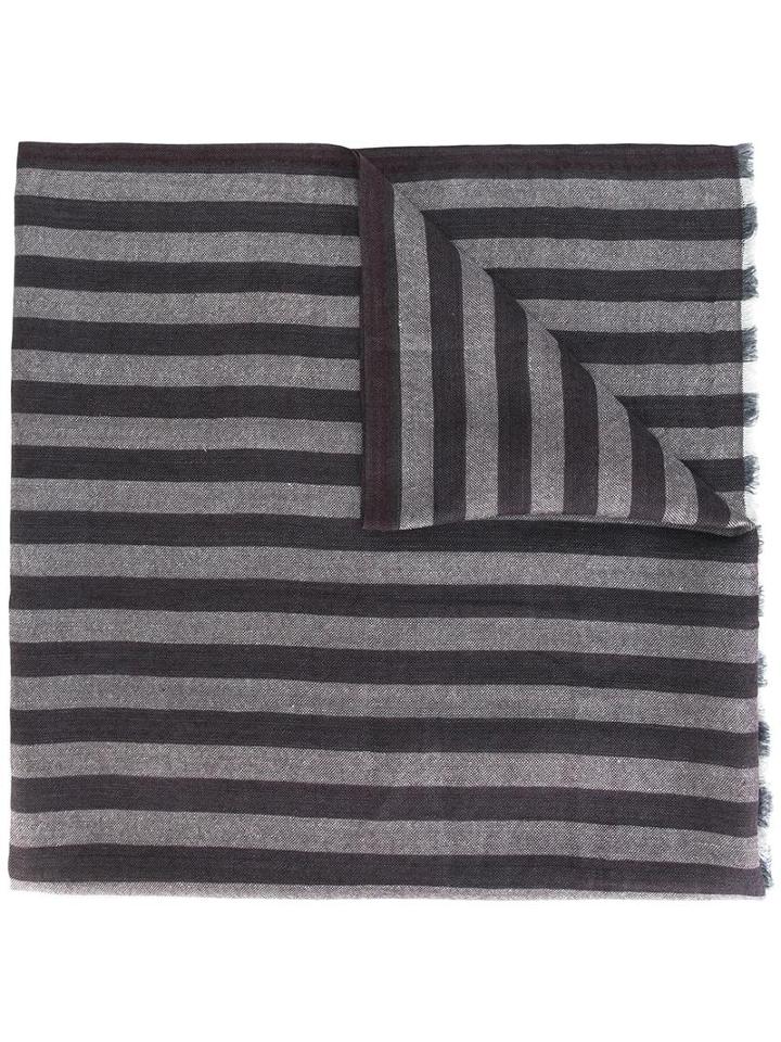 Ermenegildo Zegna Striped Scarf, Men's, Red, Silk/cashmere/inox