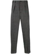 Pt01 Checked High Waisted Trousers - Grey