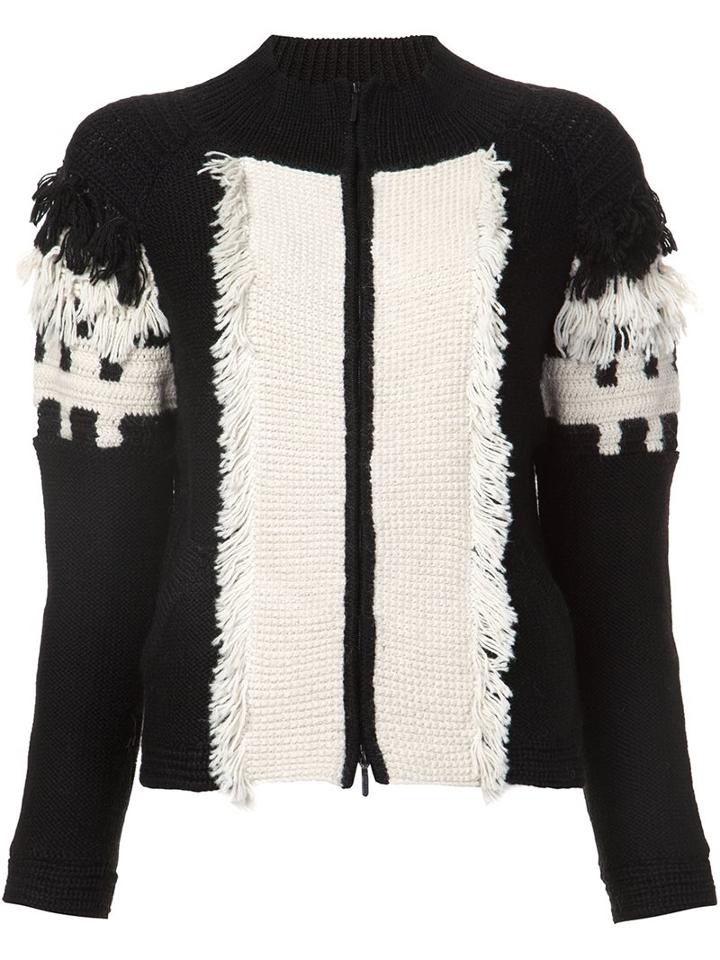 Zero + Maria Cornejo Fringed Cardigan, Women's, Size: Large, Black, Alpaca