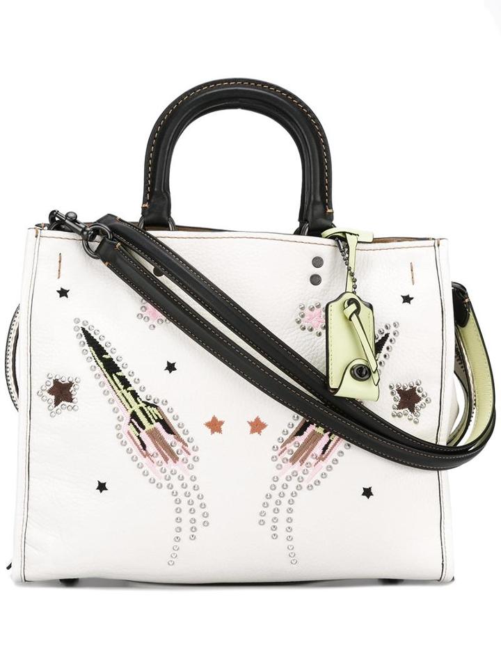 Coach Stud-embellished Tote Bag, Women's, Nude/neutrals, Leather/metal/cotton