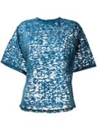 Diesel Sheer Animal Pattern Blouse, Women's, Size: Xs, Blue, Polyester/cotton