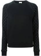 Saint Laurent Crystal Embellished Sweater, Women's, Size: Large, Black, Cotton/crystal