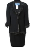 Thierry Mugler Vintage Fringed Skirt Suit, Women's, Size: Large, Black