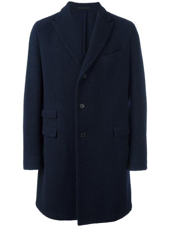Z Zegna Classic Single Breasted Coat, Men's, Size: 48, Blue, Cupro/wool