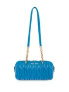 Miu Miu Matelassé Logo Plaque Mini Bag - Blue