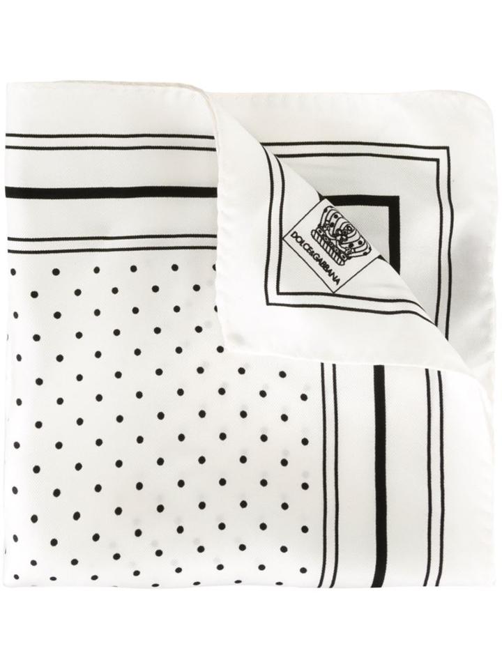 Dolce & Gabbana Polka Dot & Line Print Pocket Square