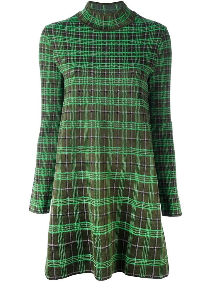 M Missoni Checked Jacquard Dress, Women's, Size: 44, Green, Cotton/polyamide/viscose