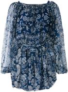 Mes Demoiselles Floral Print Long-line Blouse - Blue