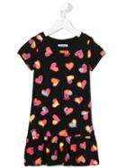 Moschino Kids Heart Print Dress, Size: 8 Yrs, Black