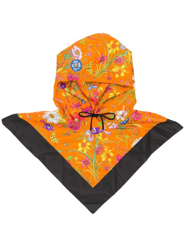 Gucci Floral Print Anorak Hat - Orange