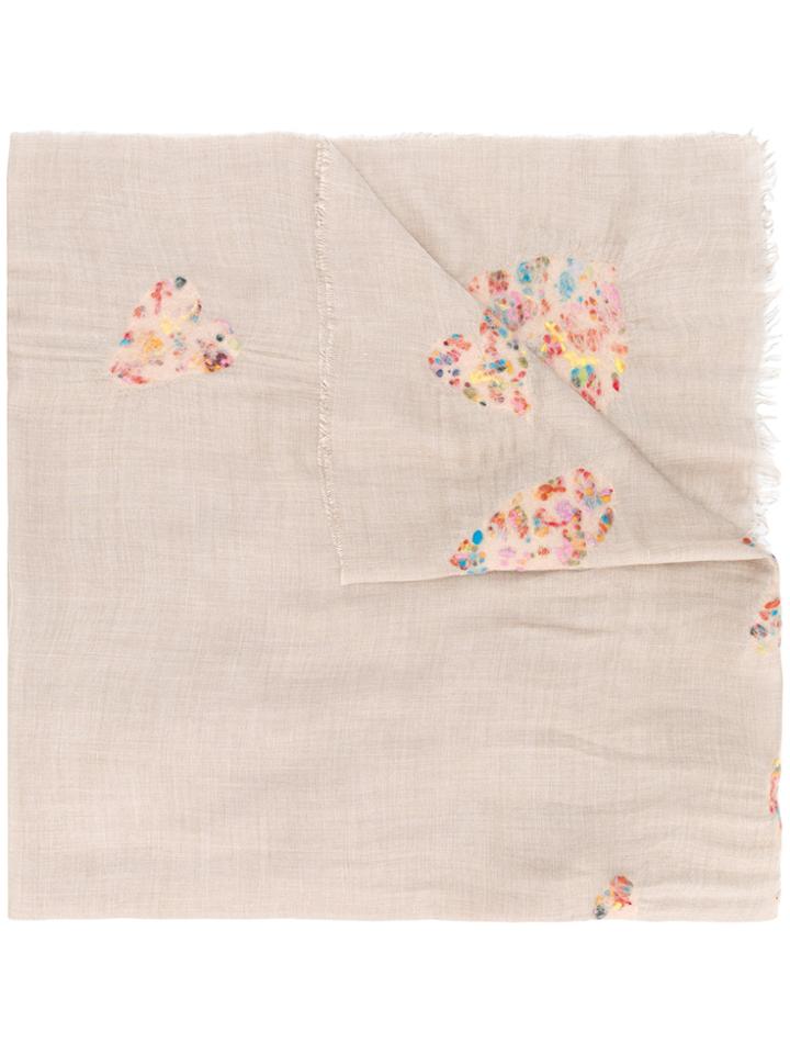 Faliero Sarti Heart Embroidered Scarf - Brown