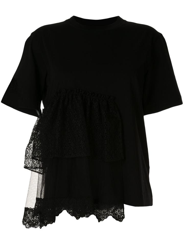 Simone Rocha Tiered Lace T-shirt - Black