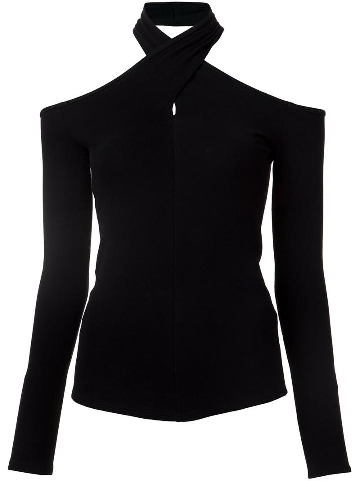 Rosetta Getty Cut-out V-neck Top, Women's, Size: Medium, Black, Cotton