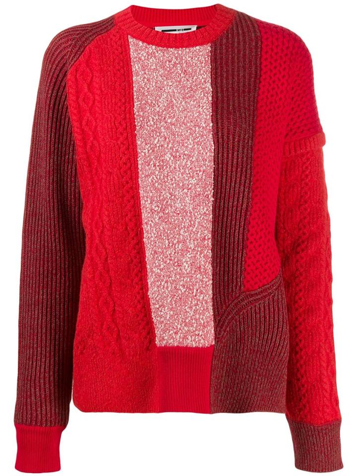 Mcq Alexander Mcqueen Panelled Knit Jumper - Red