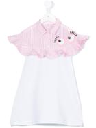 Fendi Kids - Striped Detail Dress - Kids - Cotton/polyester/spandex/elastane - 2 Yrs, White