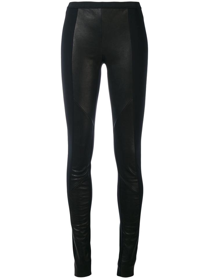 Ilaria Nistri - Panelled Leggings - Women - Polyamide/spandex/elastane/lamb Nubuck Leather - 40, Black, Polyamide/spandex/elastane/lamb Nubuck Leather
