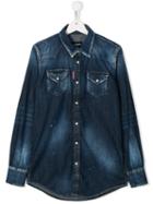 Dsquared2 Kids Bleached Detail Shirt - Blue