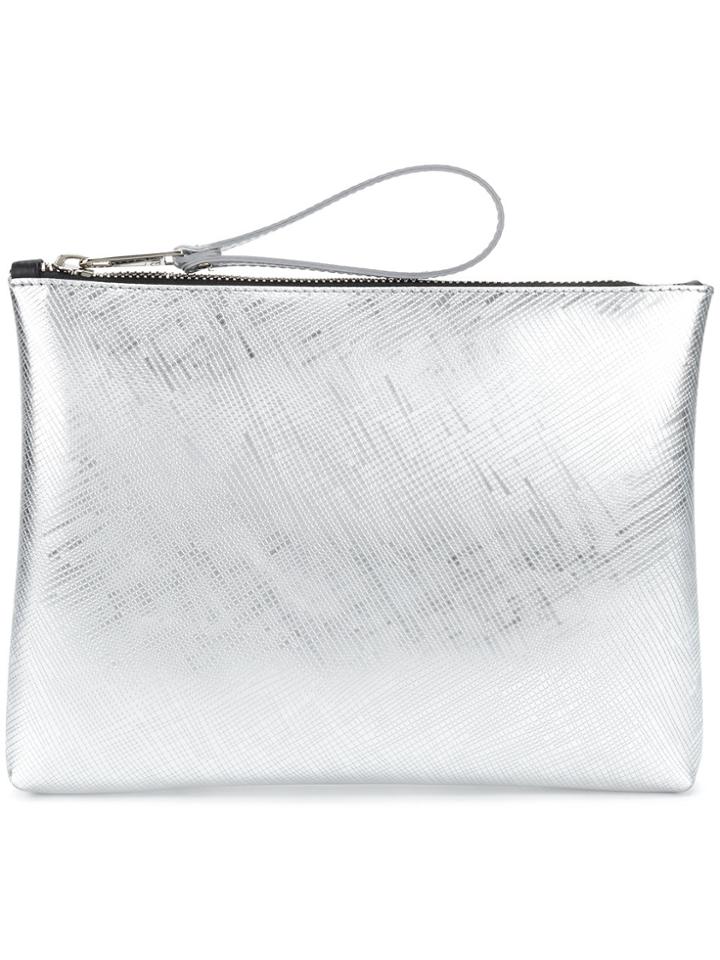 Gum Metallic Zip Clutch