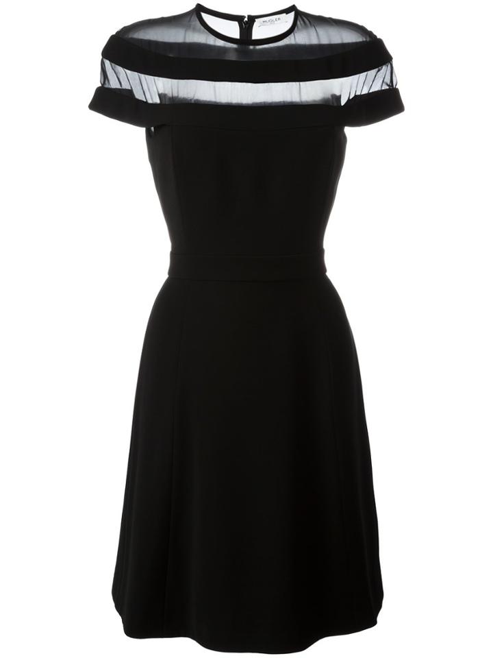 Mugler Sheer Panel Dress - Black
