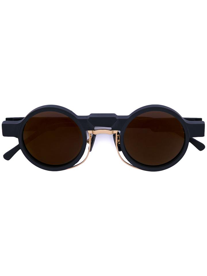Kuboraum - Gold-tone Detail Round Sunglasses - Unisex - Acetate - One Size, Black, Acetate