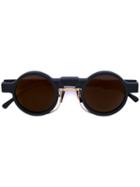 Kuboraum - Gold-tone Detail Round Sunglasses - Unisex - Acetate - One Size, Black, Acetate