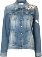 Red Valentino Bird Patches Denim Jacket, Size: 38, Blue, Cotton