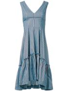 P.a.r.o.s.h. Striped Ruffle Dress - Blue