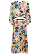 Msgm Contrast Trim Floral-pint Dress - Multicolour