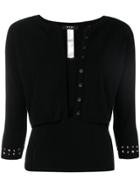 Twin-set Cropped Studded Cardigan - Black