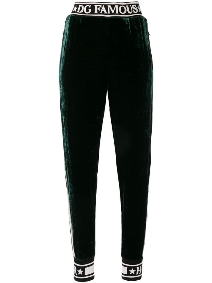 Dolce & Gabbana Fluid Velvet Track Pants - Green