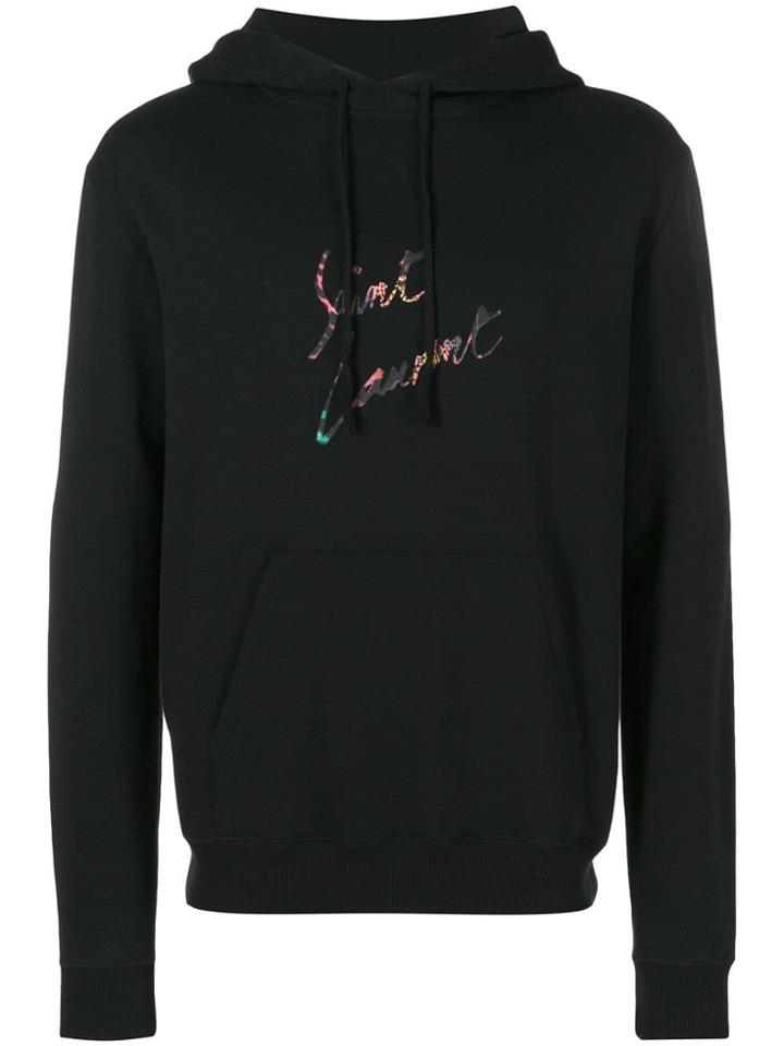 Saint Laurent Graphic Logo Hoodie - Black