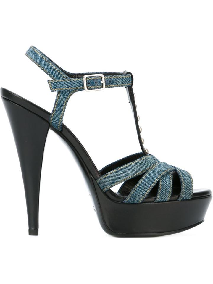 Saint Laurent Denim Platform Sandals