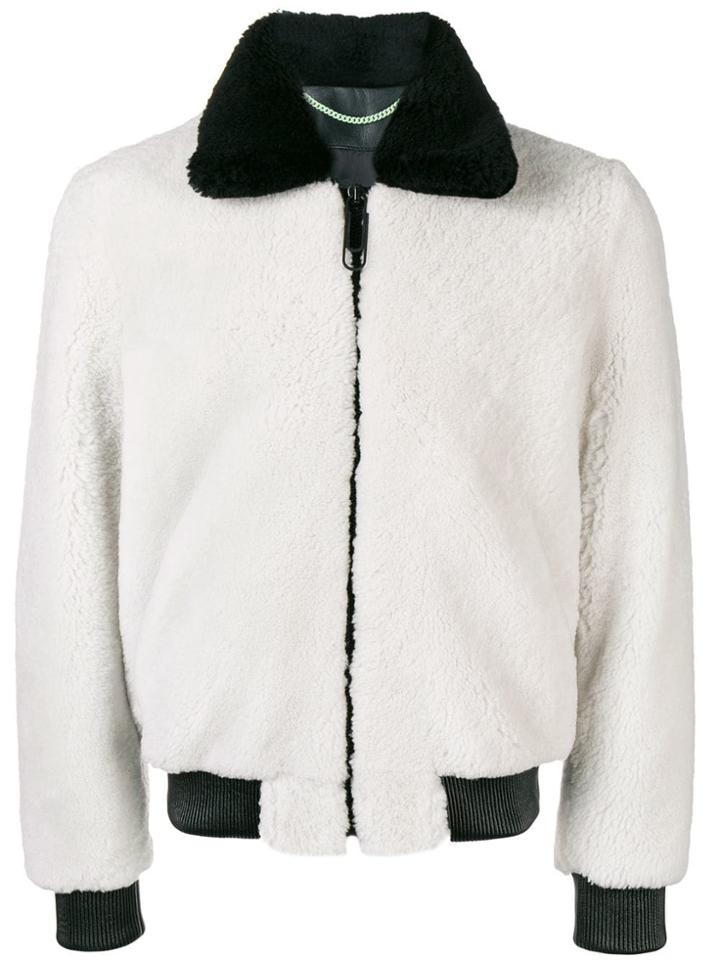 Off-white Shearling Bomber Jacket - Grey