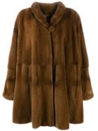 Liska Mantel Fur Coat - Brown