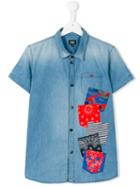 Armani Junior - Teen Short-sleeved Shirt - Kids - Cotton - 16 Yrs, Blue