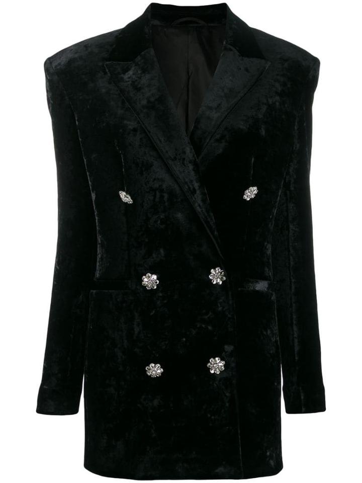 Attico Double-breasted Fitted Blazer - Black