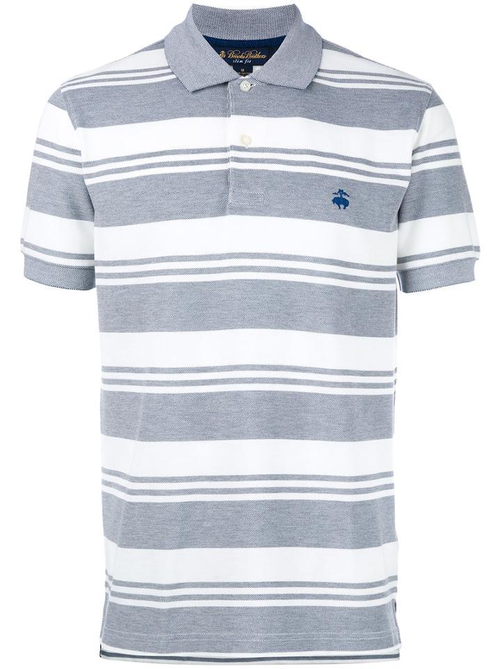 Brooks Brothers Striped Polo Shirt, Men's, Size: Medium, Grey, Cotton
