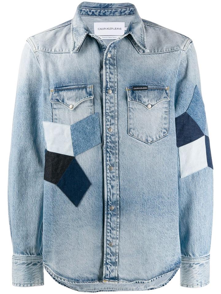 Ck Calvin Klein Quilted Shirt Jacket - Blue